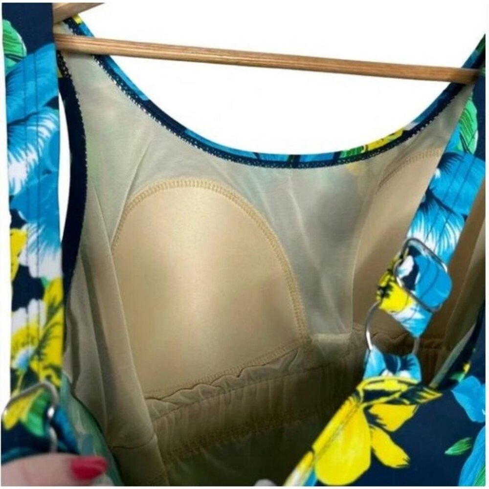Swim365 Hawaiian Tropical Flower Floral One Piece Tank Swimsuit Modest 14W - Picture 9 of 10